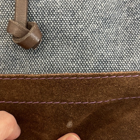 Lucky Brand Fillmore Drawstring Purple & Brown Suede Denim Bucket Bag Backpack main image 7